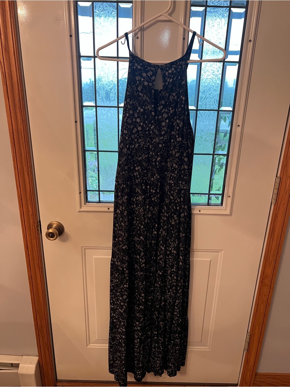 Floral Black Maxi Dress with Keyhole Back